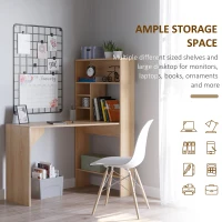 HOMCOM Nordic Style Computer Desk, Dining Table, Workstation PC Laptop Writing Table with Hutches Storage Shelf Oak(m-4)