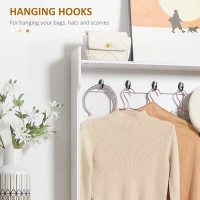 HOMCOM Modern Hall Tree, Entryway Coat Rack with Shoe Bench, 5 Hooks, Storage Shelf and Slatted Door Cabinet for Hallway, White(m-5)