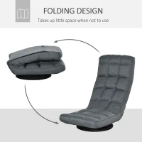 HOMCOM 360° Swivel Floor Chair, Folding Recliner Gaming Chair, Lazy Sofa Lounger with Adjustable Backrest Headrest, Thick Sponge Padding, Relaxing Reading, Light Grey(m-5)