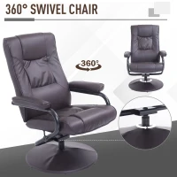 HOMCOM Contemporary Recliner Chair and Ottoman Set Swivel Armchair with Wrapped Base (Brown)(m-5)