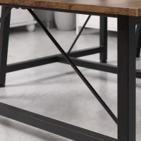 HOMCOM Industrial 3-Piece Dining Table Set, Rectangular Kitchen Table and Chairs for 4 People, Space-Saving Dinner Table with Two Benches, Rustic Brown(m-10)