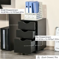 HOMCOM Mobile Filing Cabinet, 3 Drawer File Cabinet, Under Desk Office Storage Cabinet with Wheels, Black(m-9)