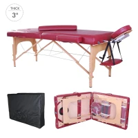Soozier 91-Inch 3-Section Portable Massage Table with Carrying Bag, 3-Inch Thick, Rose Red(m-2)