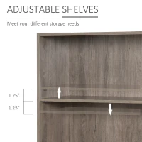 HOMCOM 3-Tier Bookcase Storage Cupboard with Adjustable Shelves Display Unit for Living Room, Office, Oak Grey(m-4)