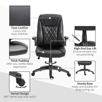 Vinsetto High-Back Office Chair Executive Swivel Computer Desk Chair, with PU Leather, Flip-up Armrest, Black(m-7)