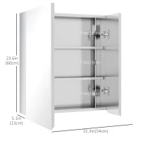 kleankin Wall Mounted Medicine Cabinet with Mirror Wall Mirror Cabinet with Hinged Doors 3-Tier Storage Shelves Silver(m-3)
