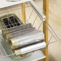 HOMCOM Kitchen Island with Storage, Bamboo Kitchen Cart on Wheels with 2 Drawers, 2 Metal Baskets, Open Shelves and Casters with Lock, Natural(m-9)