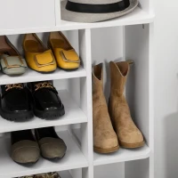 HOMCOM 7-Tier Shoe Rack, Shoe Storage Organizer with Drawer and 11 Open Shelves for 17 Pairs of Shoes, Space Saving Shoe Shelf for Hallway and Living Room, White(m-9)