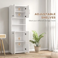 kleankin Bathroom Cabinet, Freestanding Linen Cabinet with Open Shelves and Cupboards, 23.6"x13.2"x72", White(m-7)