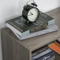 HOMCOM 3-Tier Bookcase Storage Cupboard with Adjustable Shelves Display Unit for Living Room, Office, Oak Grey(m-8)