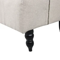 HOMCOM Tall Tufted Wingback Chair Nailhead Living Room Grey(m-7)