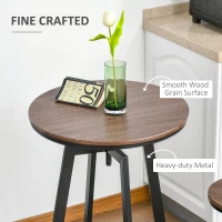 HOMCOM 3 Pieces Bar Table Set w/ 2 Stools Heavy Duty Steel Pub Dining Desk Chairs Industrial Metal Design Bistro Set Height Adjustable(m-4)