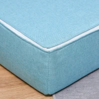 HOMCOM Convertible Floor Sofa Bed Recliner Fabric Upholstered Sleeper Lounge Futon with Pillow for Living Room, Blue/Yellow(m-8)