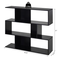 HOMCOM Versatile 3-tier Multi-Shelf Bookshelf Wood Stand Bookcase Storage Display Home Office Organizer, Black(m-3)