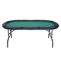 Soozier Deluxe Foldable 72" x 33" Oval Poker / Blackjack Card Game Table w/ 8 Cup Holders - Green Felt(m-8)