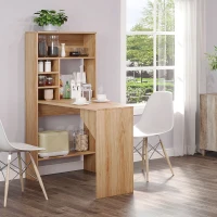 HOMCOM Nordic Style Computer Desk, Dining Table, Workstation PC Laptop Writing Table with Hutches Storage Shelf Oak(m-6)