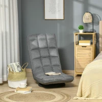 HOMCOM 360° Swivel Floor Chair, Folding Recliner Gaming Chair, Lazy Sofa Lounger with Adjustable Backrest Headrest, Thick Sponge Padding, Relaxing Reading, Light Grey(m-1)