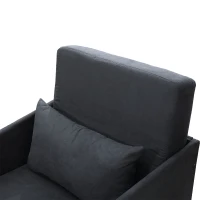 HOMCOM Faux Suede Sofa Bed Single Sofa Armchair Soft Floor Sleeper Lounger Futon Couch W/ Pillow and Pocket, Grey(m-7)