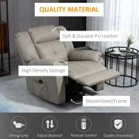 HOMCOM 8-Point Vibration Massage Recliner Chair, PU Leather Manual Reclining Sofa, Swivel Nursery Rocking Chair with Remote Control, Side Pockets, for Living Room, Grey(m-5)