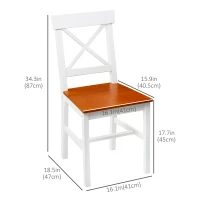 HOMCOM Wooden Dining Chairs Set of 2, Kitchen Chairs with Cross Back, Solid Structure for Living Room and Dining Room, White(m-3)