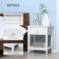 HOMCOM Modern Style Nightstand, Small End Table with Drawer and Storage Shelf for Bedroom, Living Room, White(m-6)