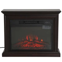 HOMCOM 31" Electric Fireplace with Dimmable Flame Effect and Mantel, Freestanding Space Heater with Log Hearth and Remote Control, 1400W, Dark Brown(m-9)