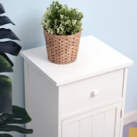 HOMCOM Set of 2 Wood Bedside Table Freestanding Cupboard Nightstands Storage Unit w/ Large Cabinet and Drawer White(m-7)