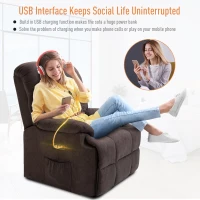 HOMCOM Electric Power Lift Recliner Chair Sofa for Elderly, for Gentle Lift Motor & USB Charger, Over Padded Plush Fabric Chair for Living Room, Brown(m-5)