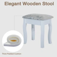 HOMCOM Vanity Table Set Oval Mirror Makeup Dressing Table with Cushioned Stool Bedroom Furniture White(m-7)