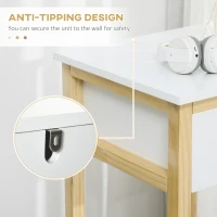 HOMCOM Tall Side Table, Slim Bedside Table with Drawer and Bottom Shelf, Narrow End Table with Storage and Pine Wood Frame for Small Spaces, White(m-7)