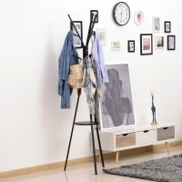 HOMCOM 71" Metal Free Standing Coat Rack Hat Hanger Garment Holder 9 Hooks with Shelf Entryway Hall Tree Stand for Clothes Hat Scarves Black(m-1)