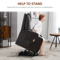 HOMCOM PU Leather Power Lift Chair for Elderly with Cup Holders Side Pockets Footrest and Remote Control (Brown)(m-5)