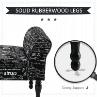 HOMCOM 51'' Armed Upholstered Fabric Bedside Bench Ottoman Footstool for Bedroom, Entryway, Living Room, Black(m-6)
