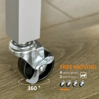 HOMCOM Rolling Kitchen Cart, Utility Storage Cart with Drawer, 2 Slatted Shelves and Towel Rack for Dining Room, Grey(m-5)