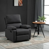 HOMCOM Single Recliner Sofa Lounge Linen Fabric Manual Adjustable Reclining Armchair with Padded Back for Home Theater, Living Room, Charcoal Grey(m-1)