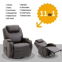 HOMCOM Luxury Electronic Massage Sofa Leather Adjustable Recliner Chair Armchair Lounge (Brown)(m-4)