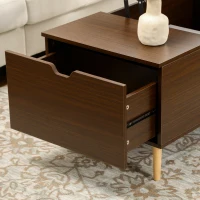HOMCOM Coffee Table with Wood Legs, Lift Top Coffee Table with Drawer, Hidden Compartment, 38.6" x 21.3" x 18.9", Brown(m-8)