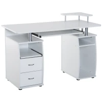 HOMCOM Computer Table Desk PC Desktop Drawer Home Office Furniture White(m-7)