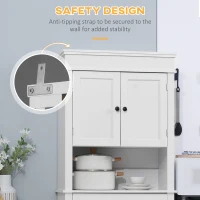 HOMCOM Modern Freestanding Kitchen Pantry Cabinet Cupboard with Doors Open Shelves Adjustable Shelving Microwave Space, White(m-6)