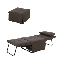 HOMCOM Sofa Bed, Convertible Chair 4 in 1 Multi-Function Folding Ottoman Modern Linen Guest Bed with Adjustable Sleeper for Small Room Apartment(m-2)