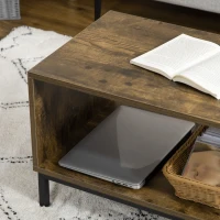 HOMCOM Modern Coffee Table, Center Table with Open Storage Compartments, Elevated Metal Legs, for Living Room, Bed Room, Brown(m-8)