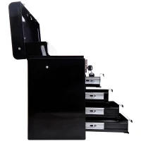 HOMCOM Tool Chest 4 Drawer Storage Toolbox Top Compartment Lockable Organizer Portable Garage Black(m-7)