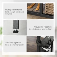 HOMCOM Industrial Kitchen Bakers Rack, Microwave Stand, Coffee Bar Station with Storage Shelves, Wire Basket, 5 Movable Hooks, Walnut(m-6)