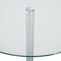 HOMCOM Round Dining Table, Modern Pub Table with Tempered Glass Top, Galvanized Metal Base, Small Dining Table, Silver(m-8)
