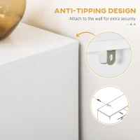 HOMCOM Accent Sideboards, Kitchen Storage Cabinet with 4 Doors, Adjustable Shelves, Metal Base for Living Room, Hallway, White(m-7)