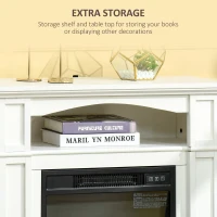 HOMCOM 32" Electric Fireplace with Mantel, Freestanding Heater with LED Log Flame, Shelf and Remote Control, 1400W, White(m-6)