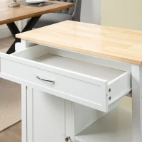 HOMCOM Rolling Kitchen Cart with Wood Top and Drawer, Kitchen Island on Wheels for Dining Room, White(m-9)