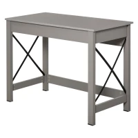 HOMCOM Rectangle Laptop Table Minimalist Style Home Office Computer Desk Writing Workstation  Grey Wood Grain(m-2)
