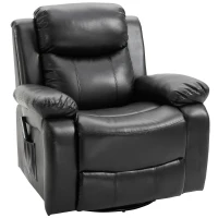 HOMCOM Deluxe Manual Recliner Electronic Heated Massage Sofa Recliner Chair Leather Lounge Black(m-2)