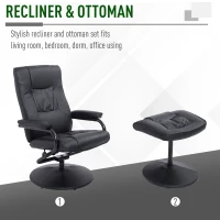 HOMCOM Ergonomic Faux Leather Lounge Armchair Recliner And Ottoman Set - Black(m-7)